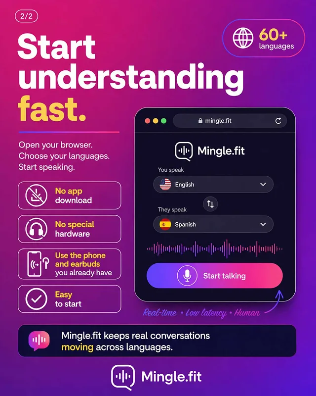 Mingle.fit — start understanding fast, 60+ languages